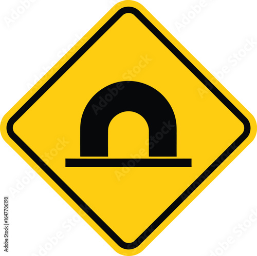 Uturn ahead road sign isolated on white background, a yellow traffic warning symbol indicating a sharp curve or bend in the road for driver safety