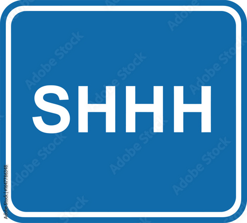 Shhh silence sign isolated on white background, a blue symbol indicating quiet and hush, requesting silence and peace, maintaining a calm environment