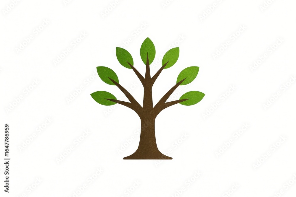 Fototapeta premium Minimalist tree illustration symbolizing growth, nature, and environmental awareness on white backdrop