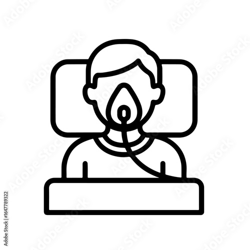 Line icon patient with oxygen mask vector on white background
Vector line icon on white background