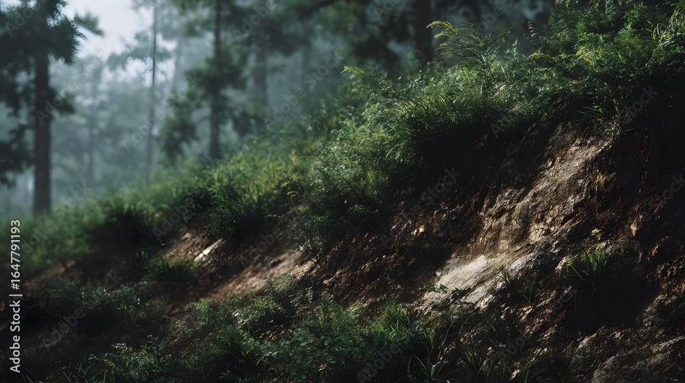 Obraz premium Soil erosion in a cleared forest area