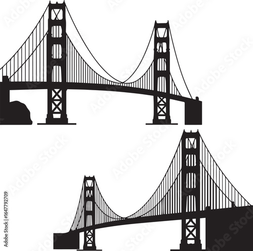 Golden gate bridge silhouette vector illustration san francisco landmark design icon art