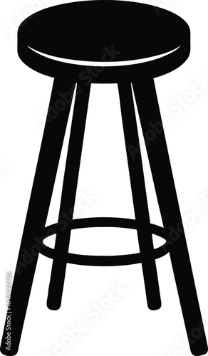 Bar Stool silhouette vector art illustration and minimal black and white design