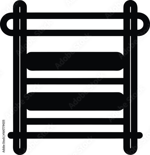 Heated towel rack silhouette vector art illustration