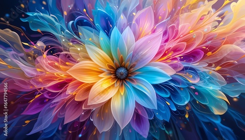 Colorful Floral Digital Art Background