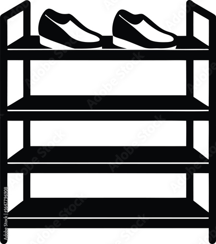 Shoe rack silhouette vector art illustration