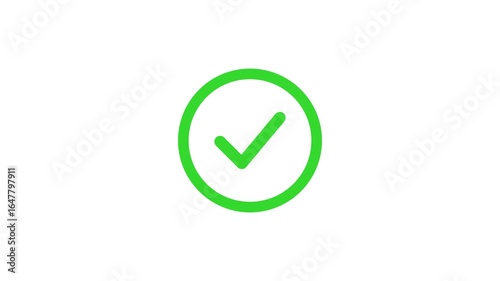 Checkmark and burst animation isolated on white background. 4K checkmark, successfully done, approved sign, tick icon isolated on white background.