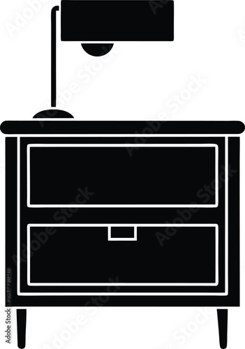 Wall mounted nightstand silhouette vector art illustration