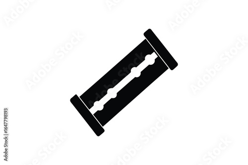 A black and white image of a single edged razor blade silhouette