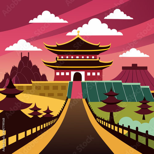 chinese temple in the morning