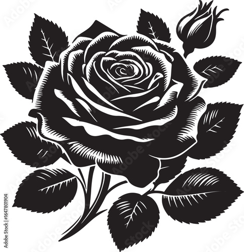 Rose silhouette vector style
