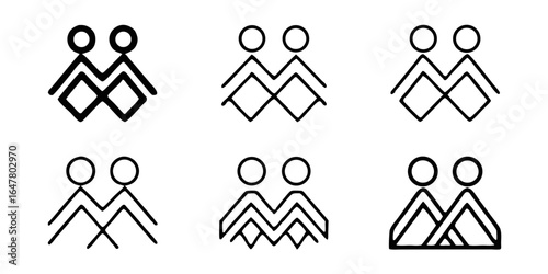 Collection of creative and minimalist people logos isolated on white background, showcasing abstract geometric designs for modern branding and community identity solutions