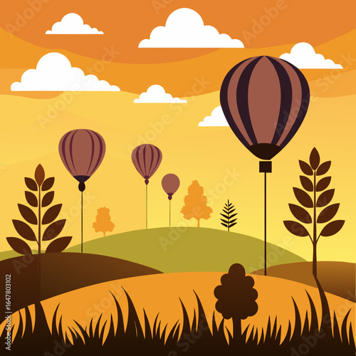 autumn landscape vector illustration