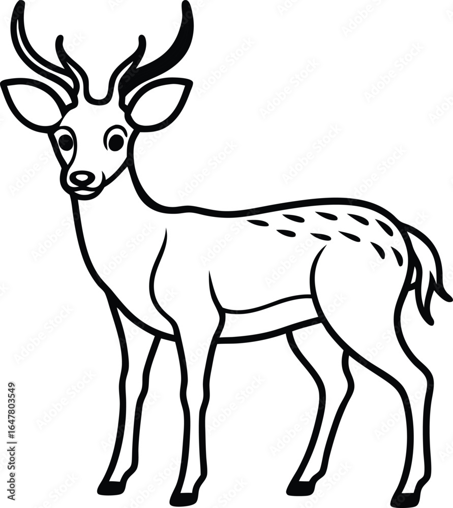 Fototapeta premium A striking silhouette vector illustration of a deer with impressive antlers, perfect for a wildlife or nature-themed design