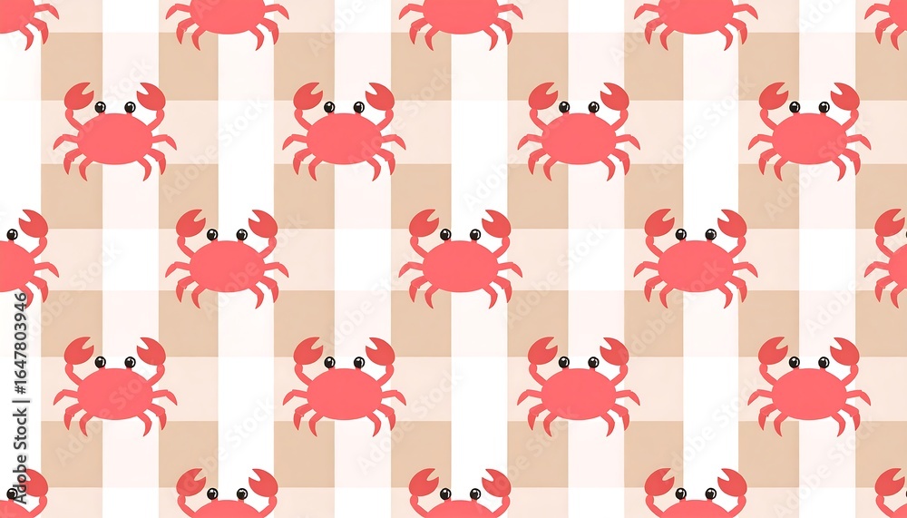 Cute crabs on a checkered background Cute crabs on a checkered background