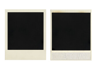 Vintage snapshot film photo border frame front and back isolated.