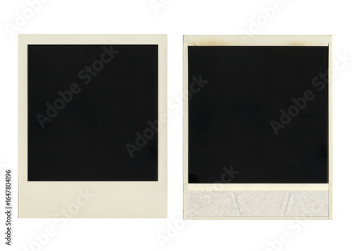 Vintage snapshot film photo border frame front and back isolated.