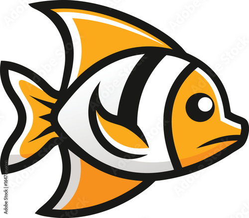 Stylized orange and white angelfish cartoon