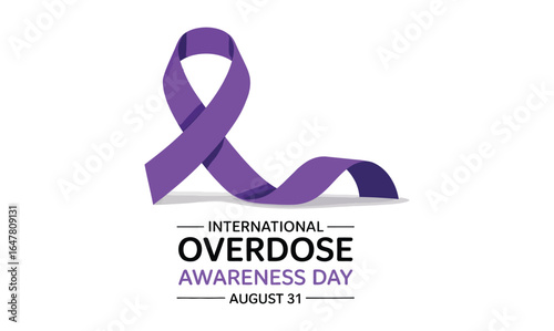 International Overdose Awareness Day illustration with purple ribbon and observance text “August 31” in clean layout for awareness and prevention