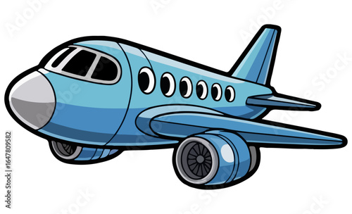 artoon Airplane Clipart Vector with Smiling Face and Engines for Kids’ Education, Posters, and Digital Projects