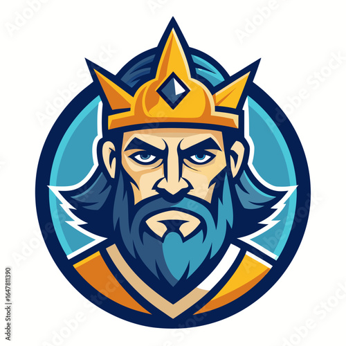 Illustration of a king with a crown, isolated on white background