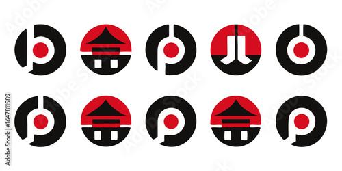 Collection of modern abstract logos featuring circles and unique shapes isolated on white background, ideal for branding and corporate identity designs with a creative flair