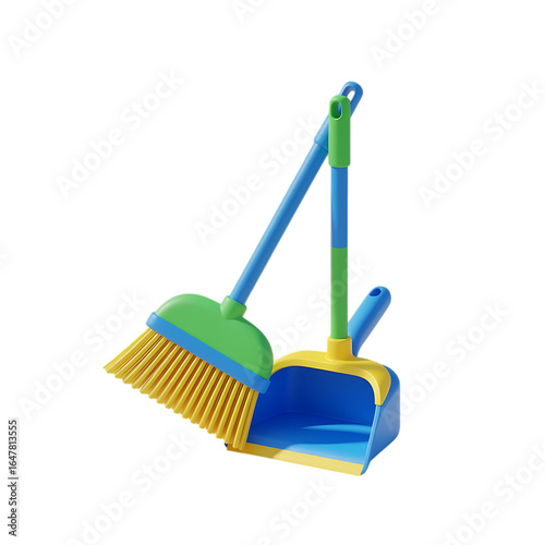 Child's Broom and Dustpan Set isolated on transparent background