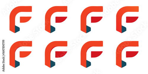 Modern f letter logo design isolated on white background a set of eight unique and eyecatching designs for your brand identity, perfect for businesses and individuals alike