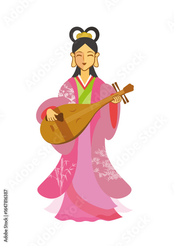 七福神の弁財天のベクターイラスト
