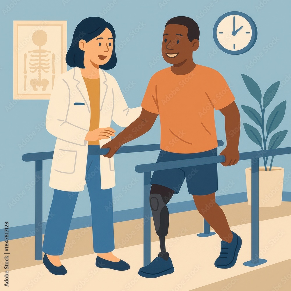 Physical Therapy Session for Prosthetic Leg Rehabilitation Physical Therapy Session for Prosthetic Leg Rehabilitation