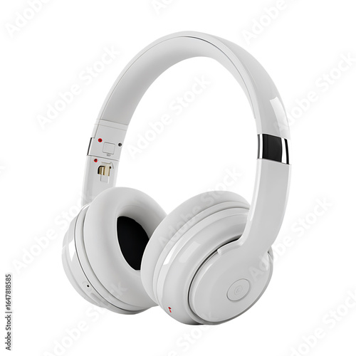 White wireless over-ear headphones with red accents