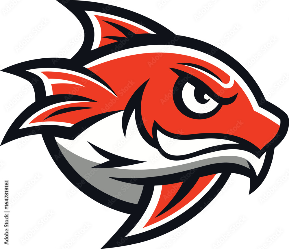 Fototapeta premium Aggressive orange fish mascot logo