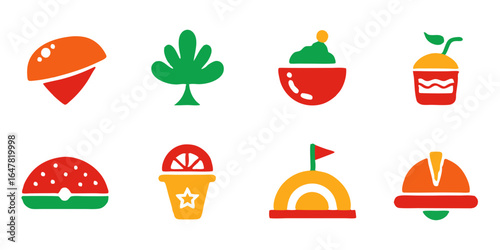 Colorful dessert icon set isolated on white background a sweet collection of cupcakes, ice cream, and treats for all your design needs, perfect for foodrelated projects