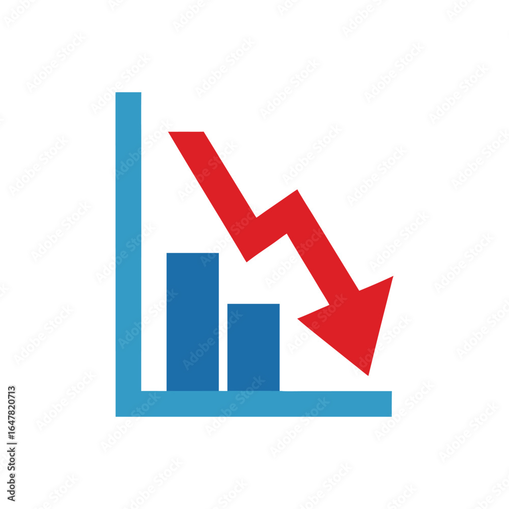 Fototapeta premium A colorful decrease diagram icon vector illustration