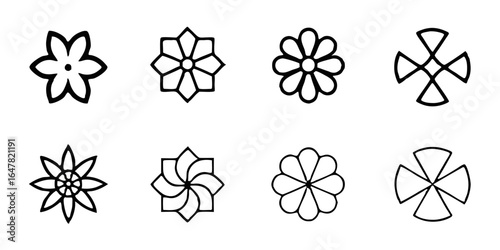 Collection of various flower shapes isolated on white background, perfect for adding a touch of elegance and natural beauty to your designs, creating a visually appealing and sophisticated look