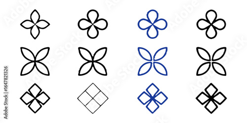 Minimalist floral symbol collection isolated on white background a set of elegant flower designs, perfect for adding a touch of sophistication to your creative projects