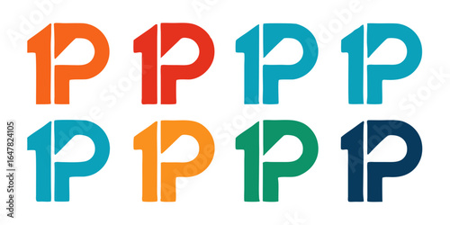 Colorful letter p and number logo design isolated on white background a modern and creative graphic symbol for business identity and corporate branding