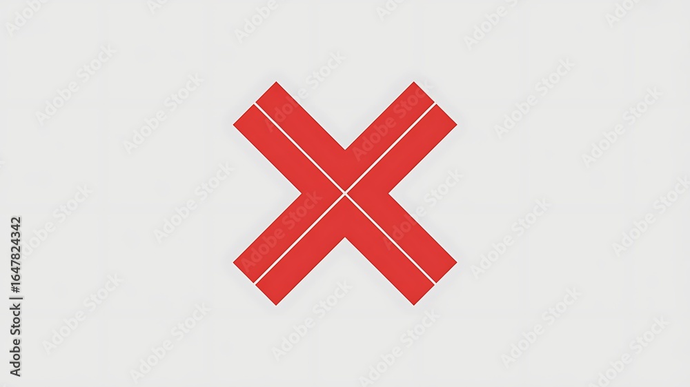 Obraz premium Red Cross Symbol with White Lines on a Light Gray Background Vector Illustration