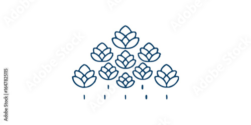 Minimalist hop cone pattern isolated on white background, ideal for beer brewing and craft beverage design, perfect for brewery logos, packaging, and agricultural themes with natural style