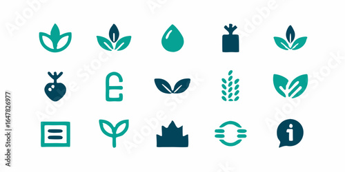 Collection of modern leaf and nature icons a set of stylish and versatile symbols for ecofriendly brands and sustainable designs, perfect for conveying a sense of natural beauty
