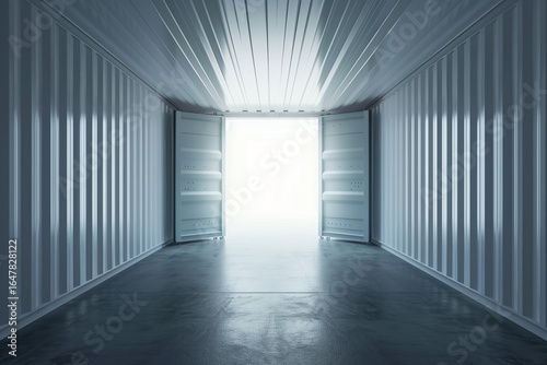 View inside an empty container ready for loading.