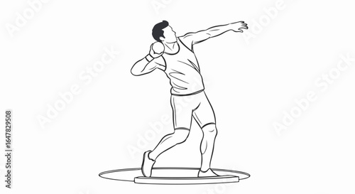 Shot Put Athlete Outline in Throwing Position