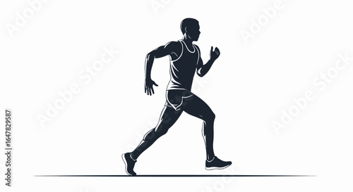 Silhouette of a Running Athlete in Motion