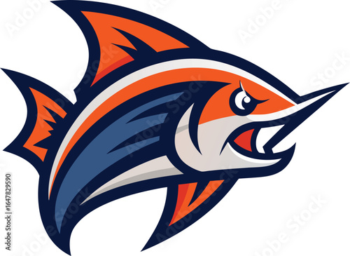 Aggressive marlin mascot logo design