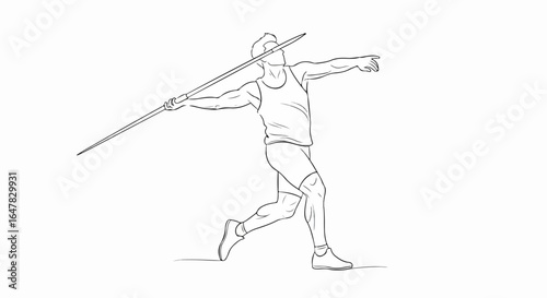 Athlete in Action Throwing a Javelin