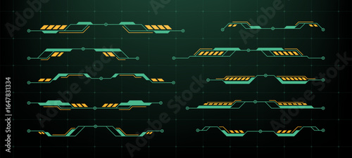 Futuristic heads up display elements with grid background. Hud vector graphics. Digital technology concept for data presentation.