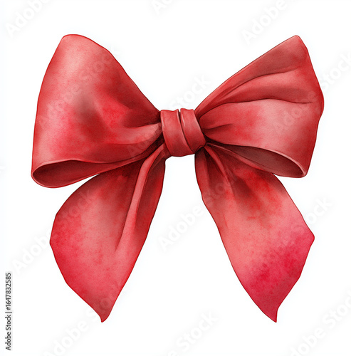 A digitally painted red bow with detailed shading on a white background