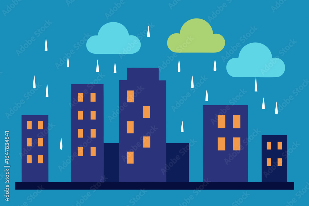 Obraz premium flat design rain city streets