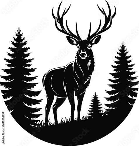 Majestic stag in forest clearing deer antlers