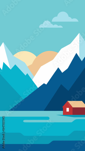 flat scandinavian fjord mountains